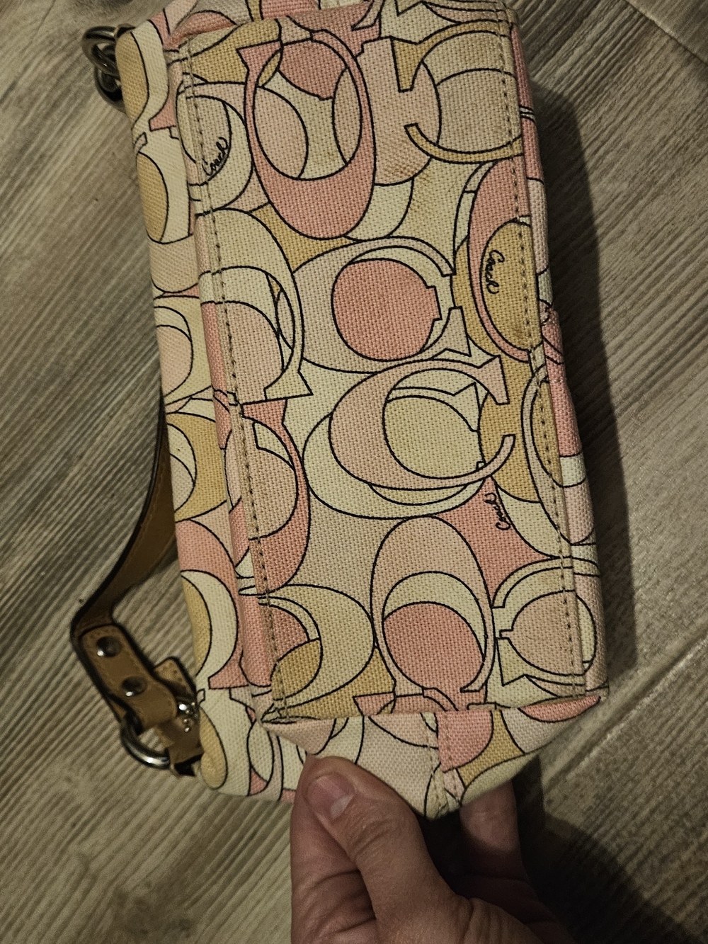 Coach Signature Canvas Minibag in Pink and Tan - Picture 3 of 5